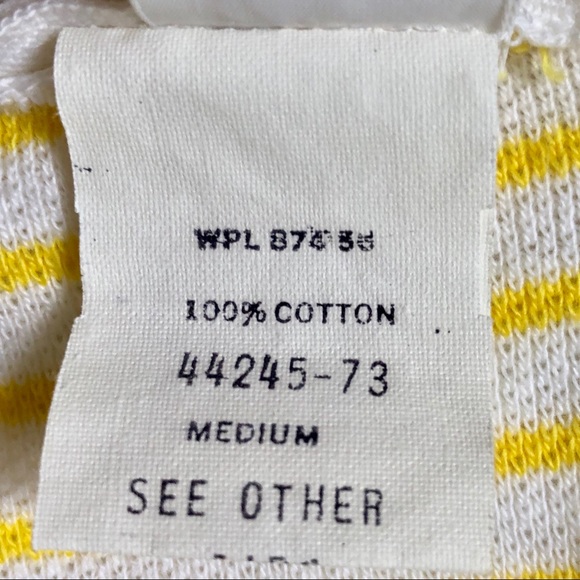Vintage White & Yellow Vertical Striped T-shirt - Picture 7 of 8